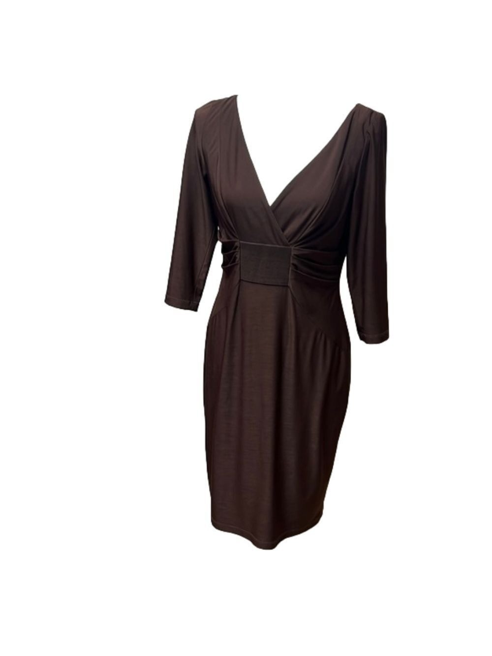 David Meister Brown V Neck Jersey Dress Size 6 NWOT. (D8)